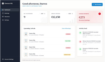 Owners HQ booking management dashboard